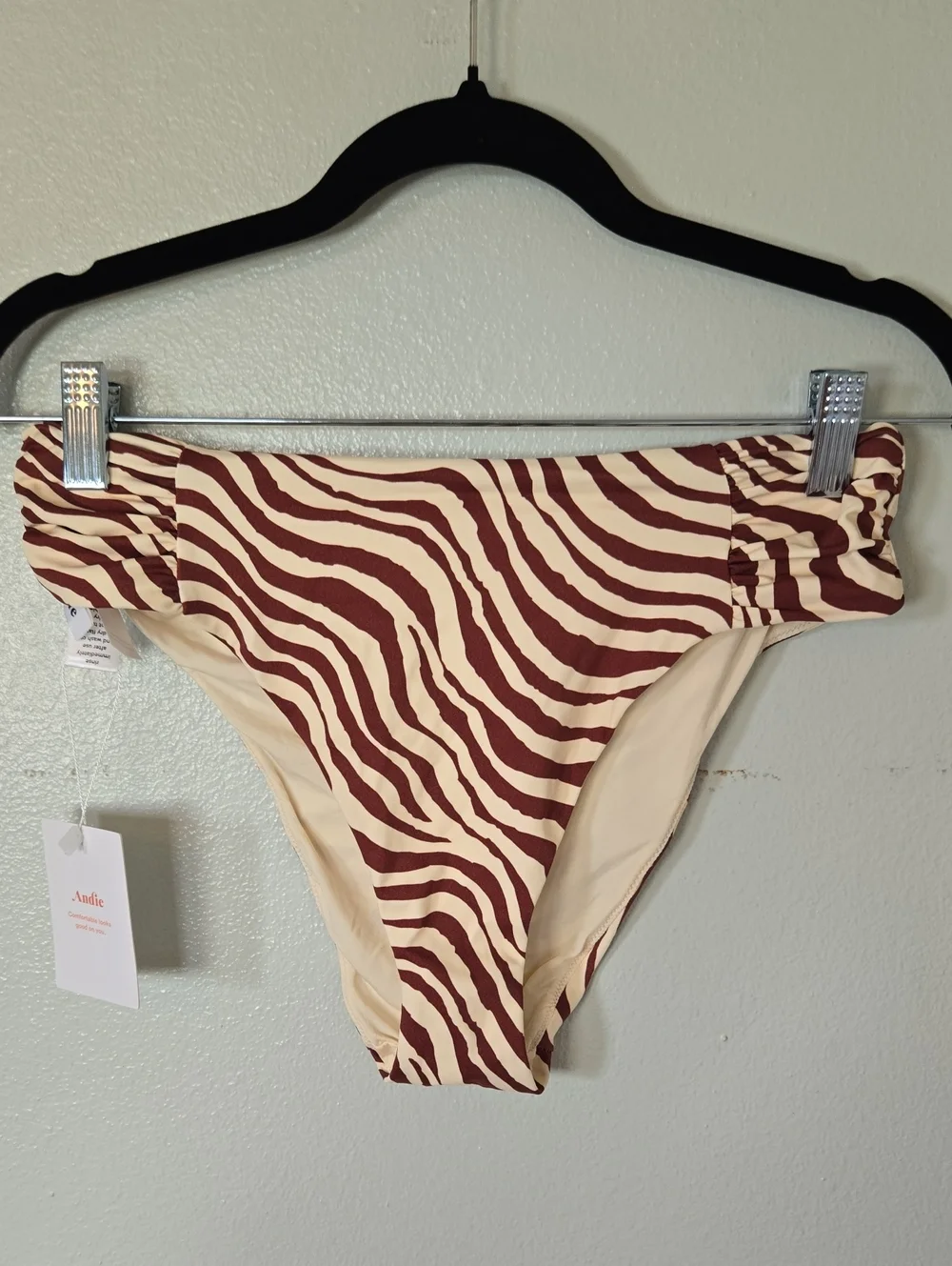 Andie | NWT Swim The Hipster Bikini Bottom Bias Stripe Truffle Size Small